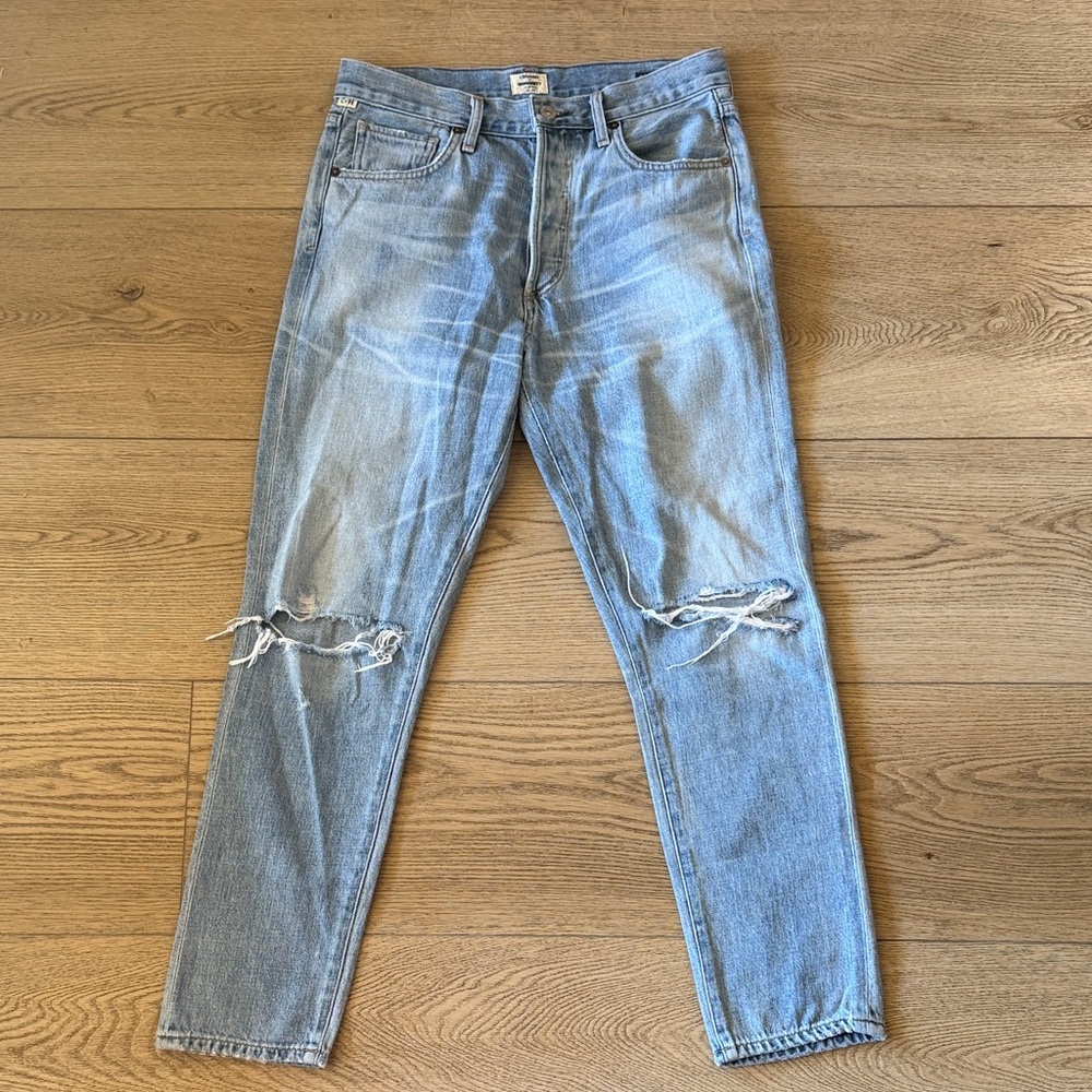 Citizens Of Humanity Light Blue Distressed Ankle Jeans